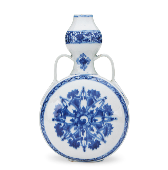 清雍正 青花輪花紋葫蘆扁瓶