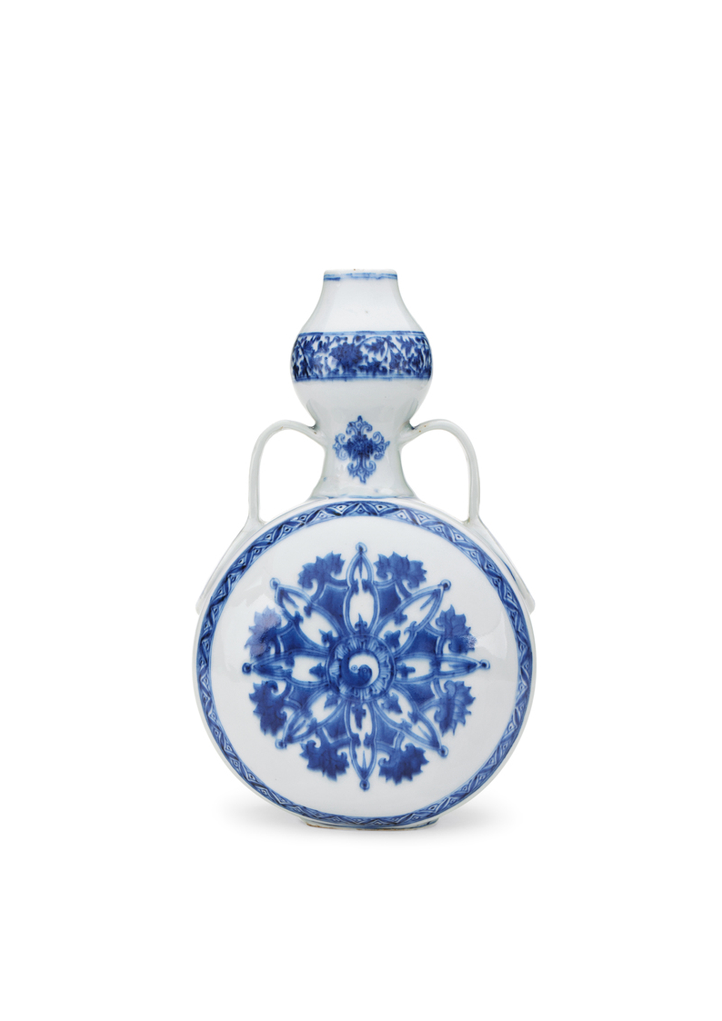 清雍正 青花輪花紋葫蘆扁瓶