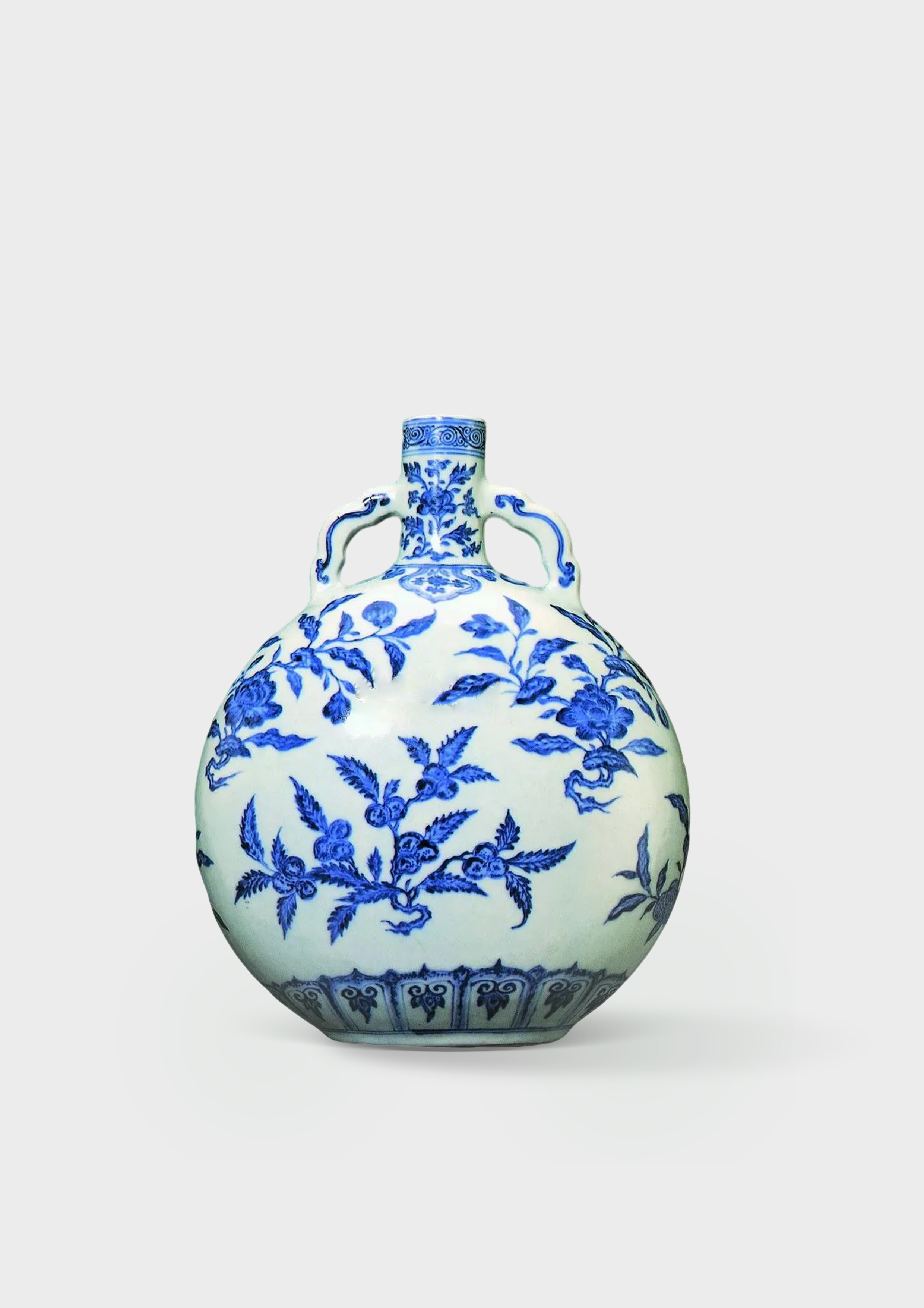 清雍正 青花折枝花果紋扁壺