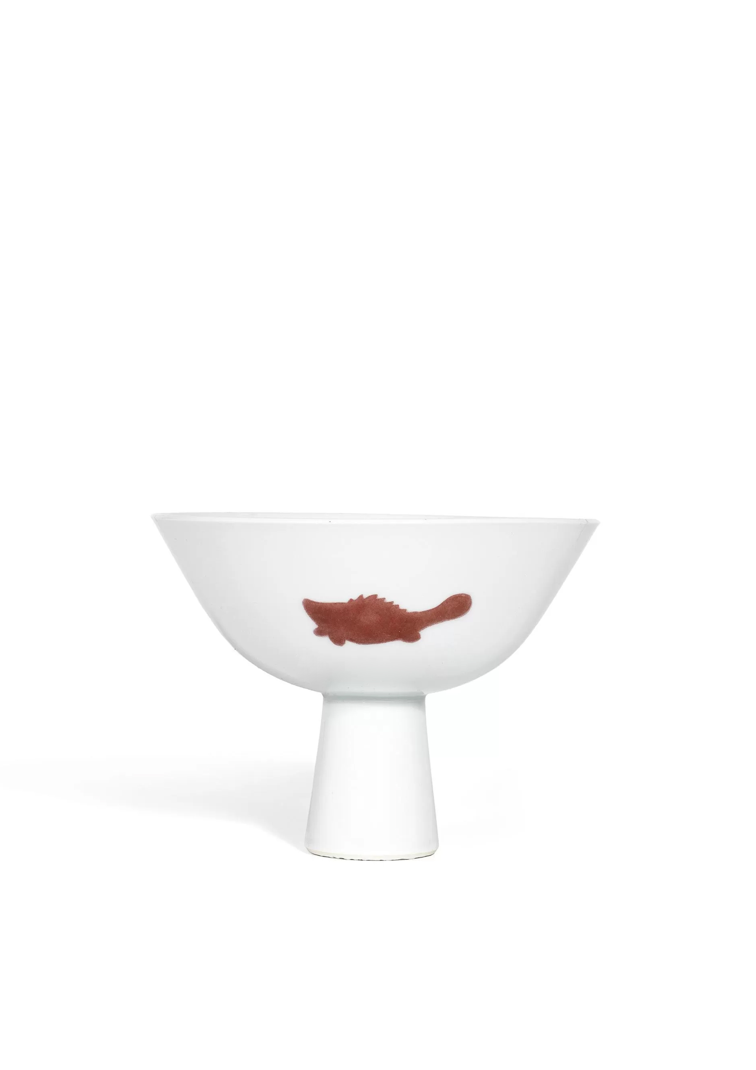 清雍正 釉裏紅三魚紋高足碗